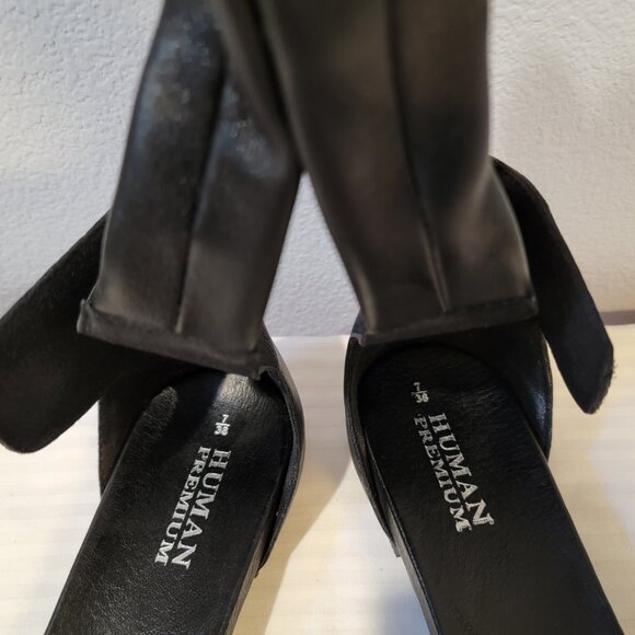 Genuine Leather Animal Print Sandals Black Beige Ankle Strap Size 8/38 - Picture 9 of 12